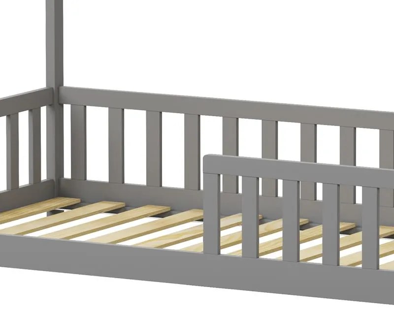 Κρεβάτι παιδικό Callan τύπου Montessori με κιγκλίδωμα ξύλο πεύκου γκρι 90x190 εκ. 90x190x140.5 εκ.