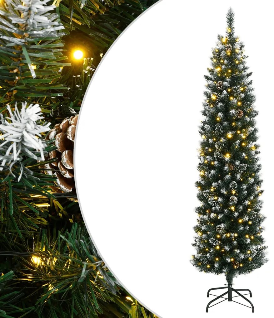vidaXL Χριστουγεννιάτικο Δέντρο Slim Αρθρωτό με 300 LED 210 εκ.