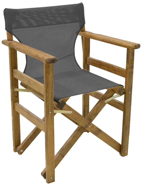 Καρέκλα-πολυθρόνα σκηνοθέτη Retto μασίφ ξύλο οξιάς καρυδί-πανί μαύρο-γκρι Υλικό: Solid wood beech 237-000034