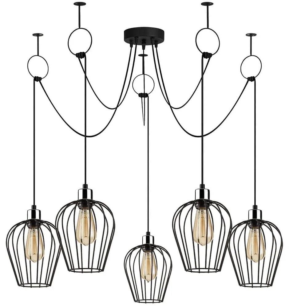 Φωτιστικό Οροφής Tel 892OPV1715 Φ120x130cm 5xE27 40W Black Opviq