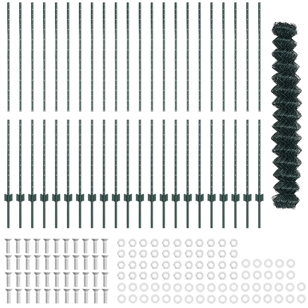 vidaXL Τεντώτο με στήριγμα Πράσινο 1,5 x 25 m Ατσάλι