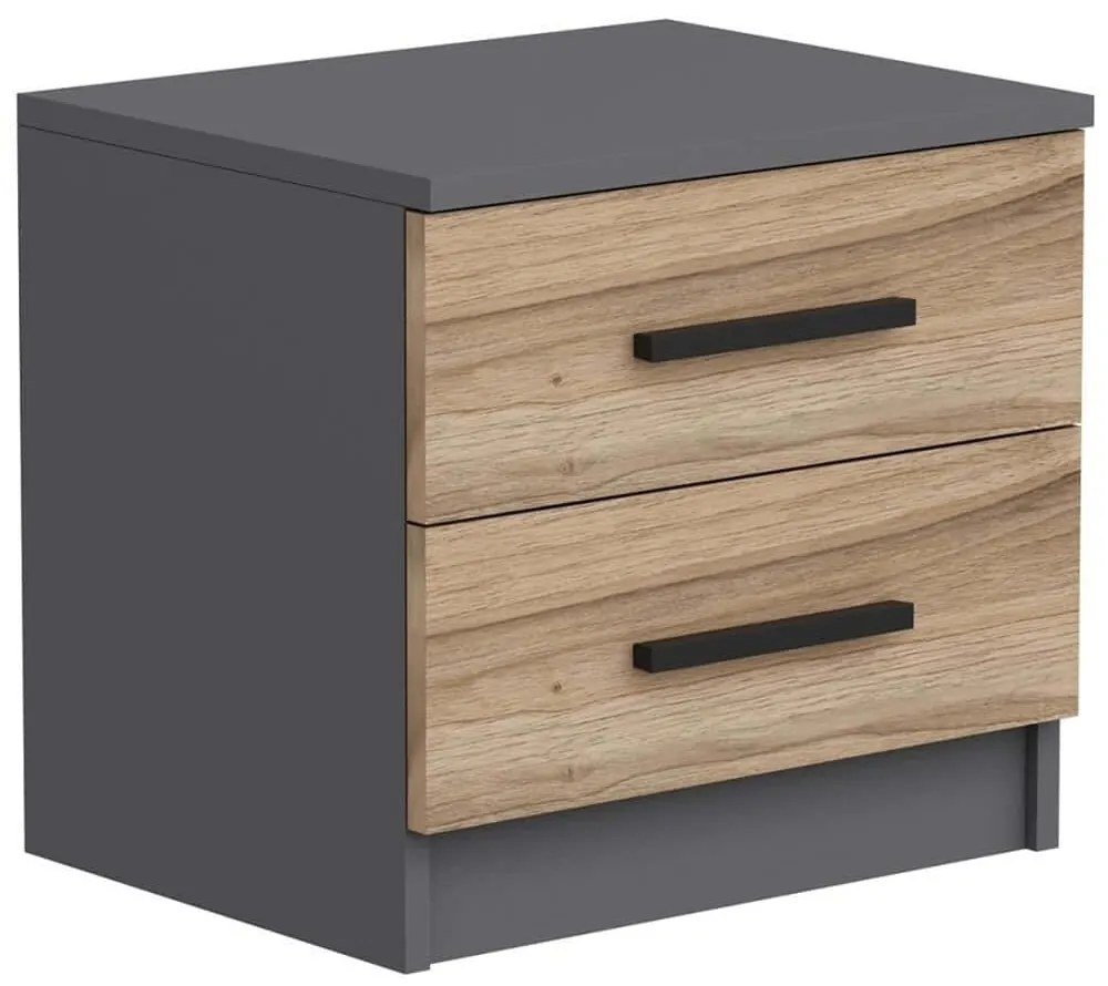 Κομοδίνο Kale 506MNR1509 50x40x47cm Walnut-Anthracite