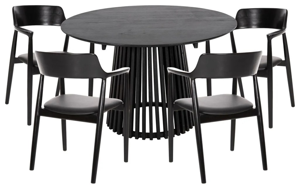 ΣΕΤ ΤΡΑΠΕΖΑΡΙΑΣ 5ΤΜΧ KINGSLEY ΣΤΡΟΓΓΥΛΟ ΤΡΑΠΕΖΙ Φ120εκ.& 4 ΚΑΡΕΚΛΕΣ-ΜΑΥΡΟ