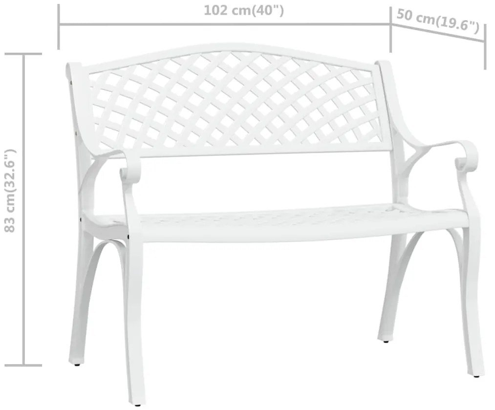 vidaXL Παγκάκι Κήπου 102 εκ. Λευκό από Χυτό Αλουμίνιο