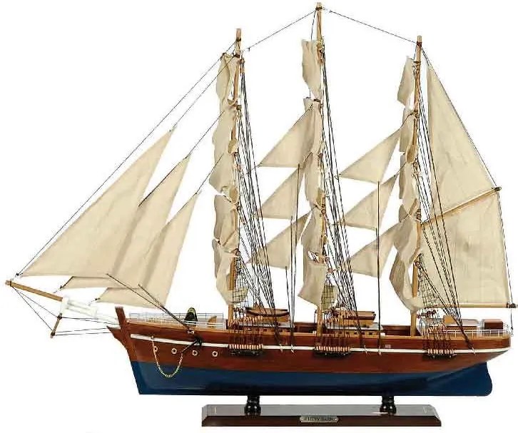 Ξύλινο Καράβι Ιστιοφόρο Cutty Sark 70x13xH60cm,Χρώμα Καφέ-Μπλε 31114