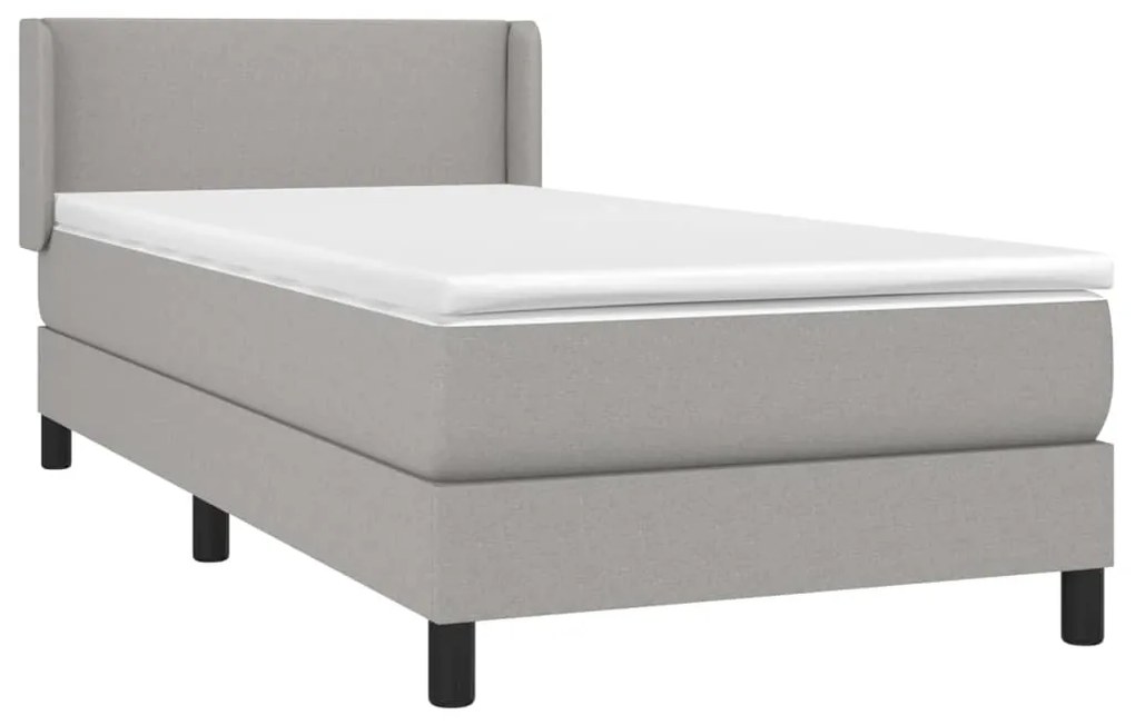 vidaXL Κρεβάτι Boxspring με Στρώμα Ανοιχτό Γκρι 80x200 εκ. Υφασμάτινο