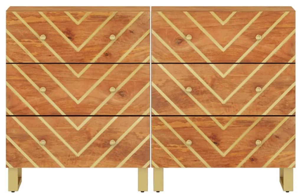 vidaXL Βοηθητικά Έπιπλα 2Τεμ Καφέ/Μαύρο 60x33,5x75εκ Μασίφ Ξύλο Μάνγκο