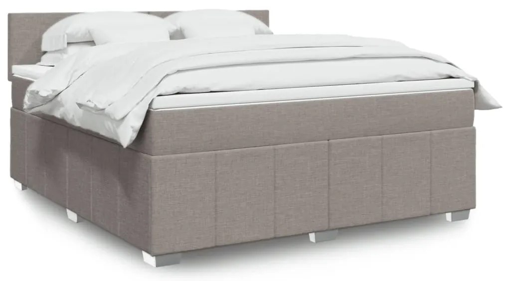 vidaXL Κρεβάτι Boxspring με Στρώμα Taupe 180x200 εκ. Υφασμάτινο