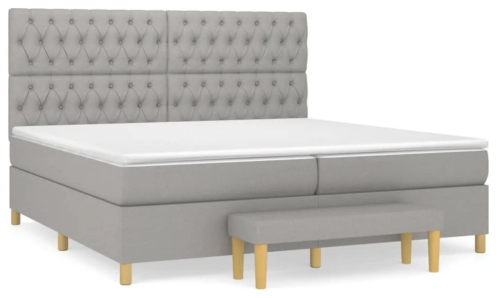 Κρεβάτι Boxspring με Στρώμα Ανοιχτό Γκρι 200x200 εκ. Υφασμάτινο - Γκρι