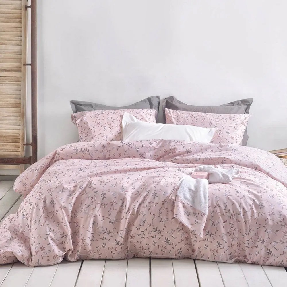 Σεντόνια Carlin Με Λάστιχο (Σετ 3τμχ) Pink Ρυθμός  Semi-double 160x260cm 100% Βαμβάκι