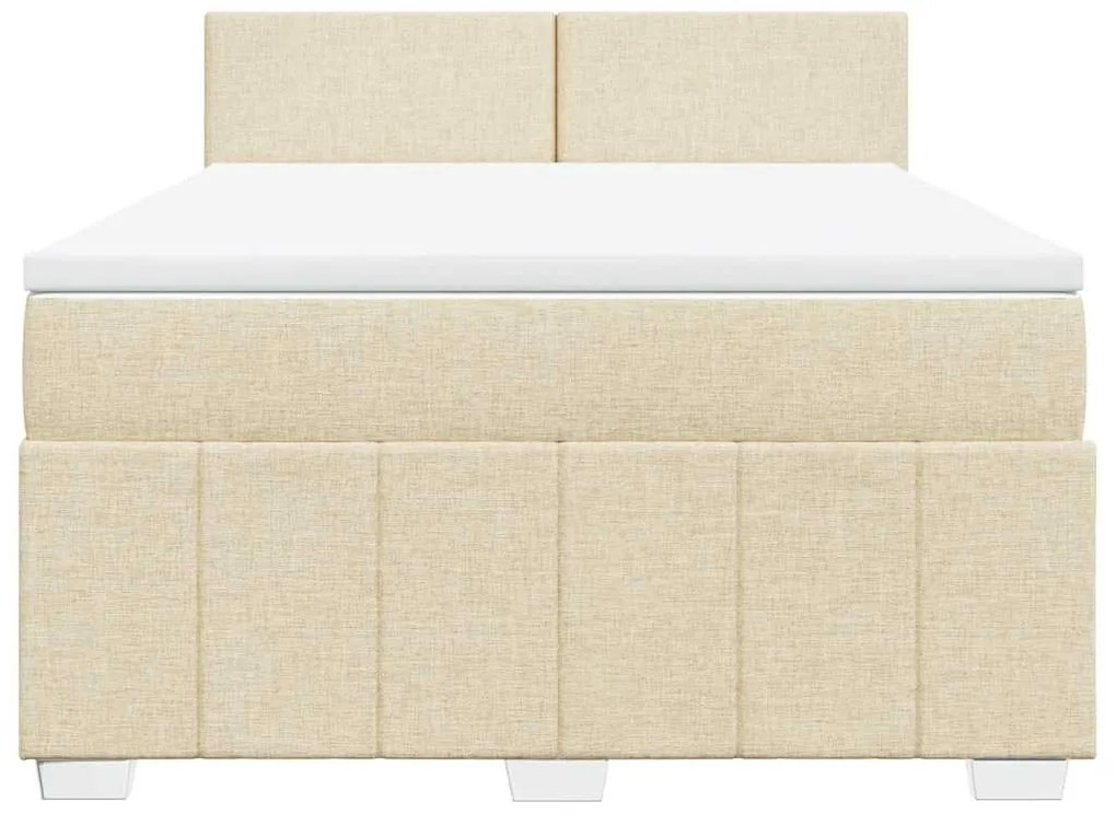 vidaXL Κρεβάτι Boxspring με Στρώμα Κρεμ 140x190 εκ. Υφασμάτινο