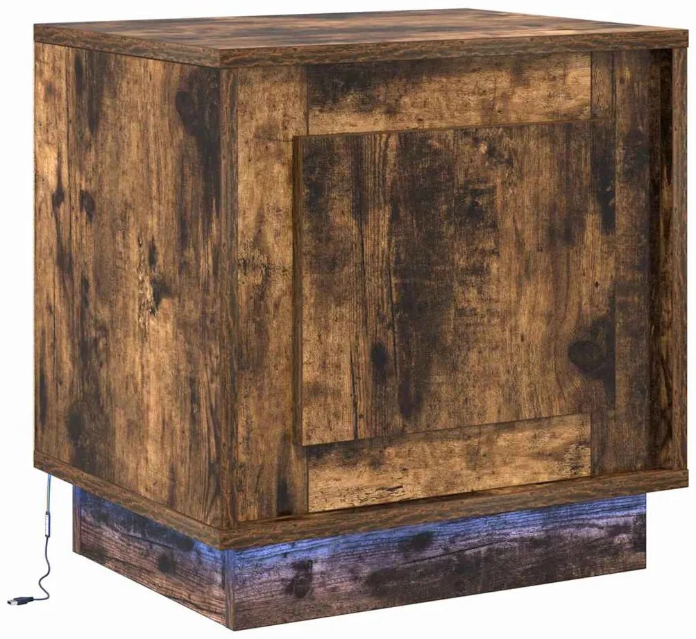 vidaXL Κομοδίνο με 2 pcs Καπνιστή δρυς 44 x 34.5 x 45 εκ