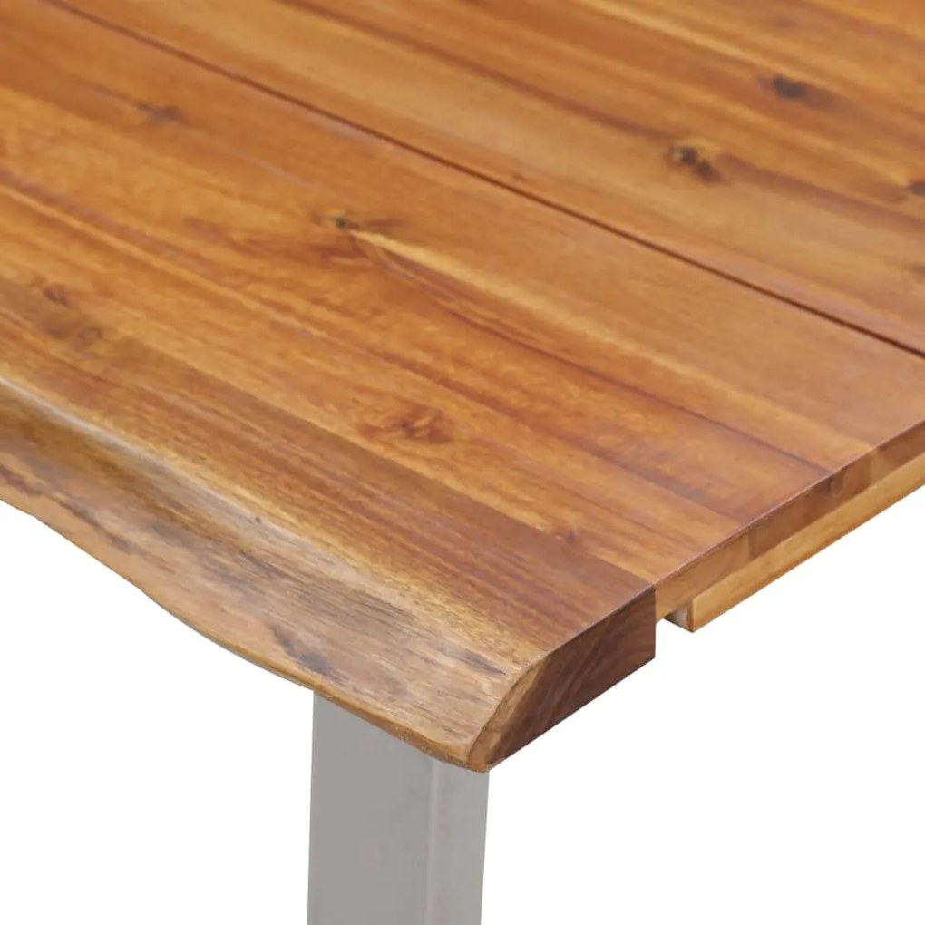 vidaXL Τραπεζαρία 120x65x75 εκ. Μασίφ Ξύλο Ακακίας / Ανοξείδωτο Ατσάλι