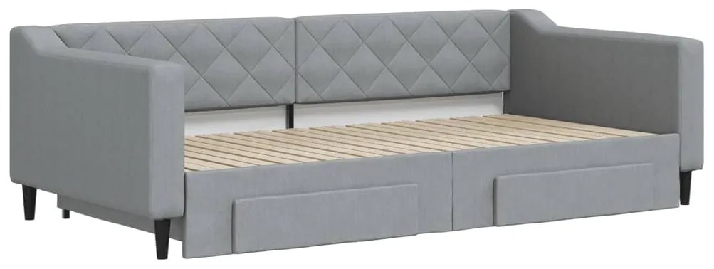 vidaXL Καναπές Κρεβάτι Συρόμενος Αν. Γκρι 100x200 εκ Ύφασμα &amp; Συρτάρια