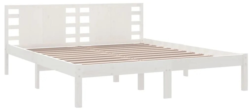 vidaXL Πλαίσιο Κρεβατιού Λευκό 180 x 200 εκ. Μασίφ Ξύλο Super King