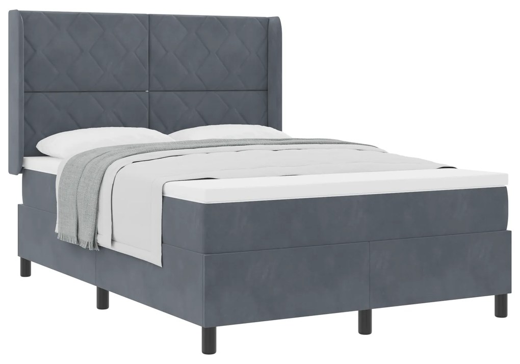 vidaXL Κρεβάτι Box Spring με Στρώμα  Σκούρο Γκρι 160x200 εκ. Βελούδο