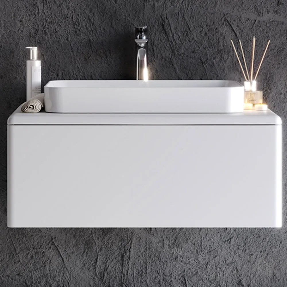 Έπιπλο Μπάνιου Πάγκος Με Νιπτήρα Kuzey 80 S3BKUZ080WHM 80×50.5×32.5cm White Κεραμικό,Mdf