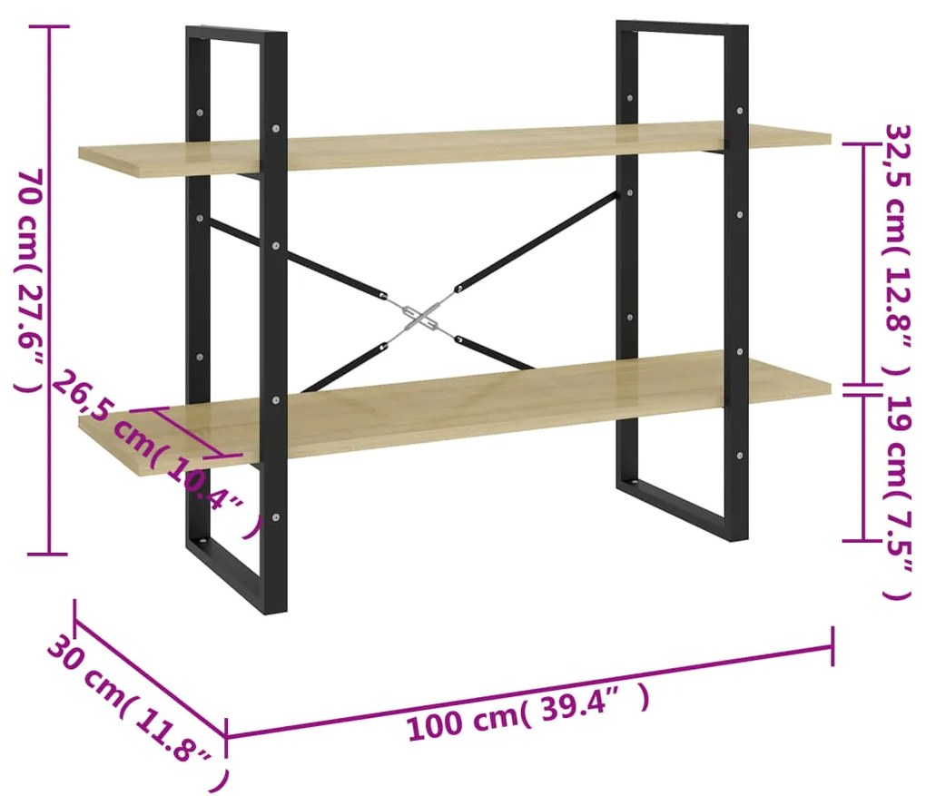 ΒΙΒΛΙΟΘΗΚΗ ΜΕ 2 ΡΑΦΙΑ SONOMA ΔΡΥΣ 100 X 30 X 70 ΕΚ. ΜΟΡΙΟΣΑΝΙΔΑ 806470