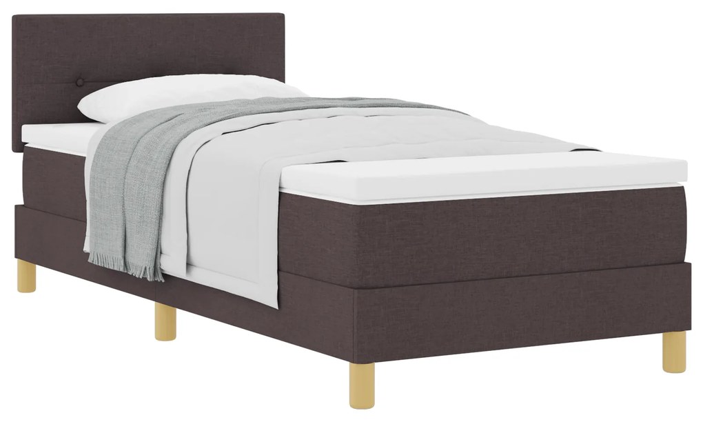 vidaXL Κρεβάτι box spring με στρώμα με στρώμα Σκούρο καφέ Σκούρο καφέ