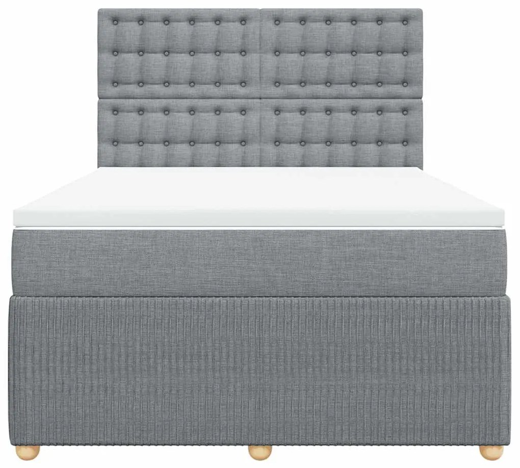 vidaXL Κρεβάτι Boxspring με Στρώμα Ανοιχτό Γκρι 140x200 εκ. Υφασμάτινο