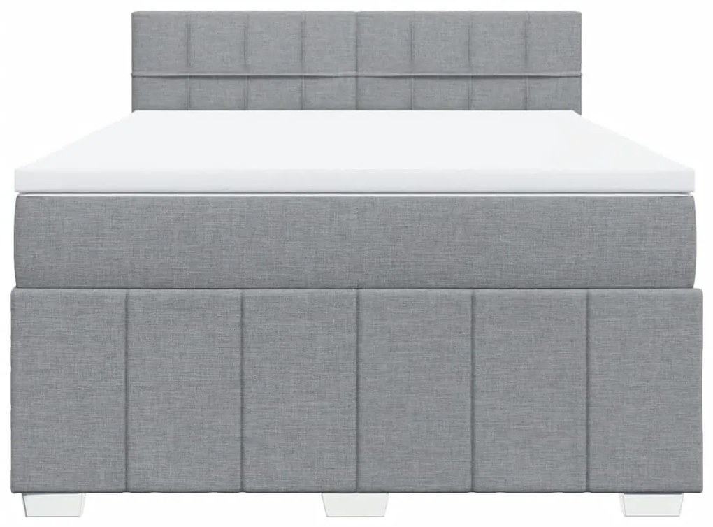 Κρεβάτι Boxspring με Στρώμα Ανοιχτό Γκρι 140x200 εκ. Υφασμάτινο - Γκρι