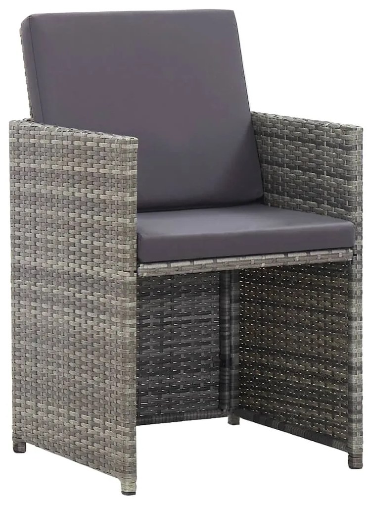 vidaXL Σετ Τραπεζαρίας Εξ. Χώρου 17 τεμ. Γκρι Συνθ. Ρατάν με Μαξιλάρια