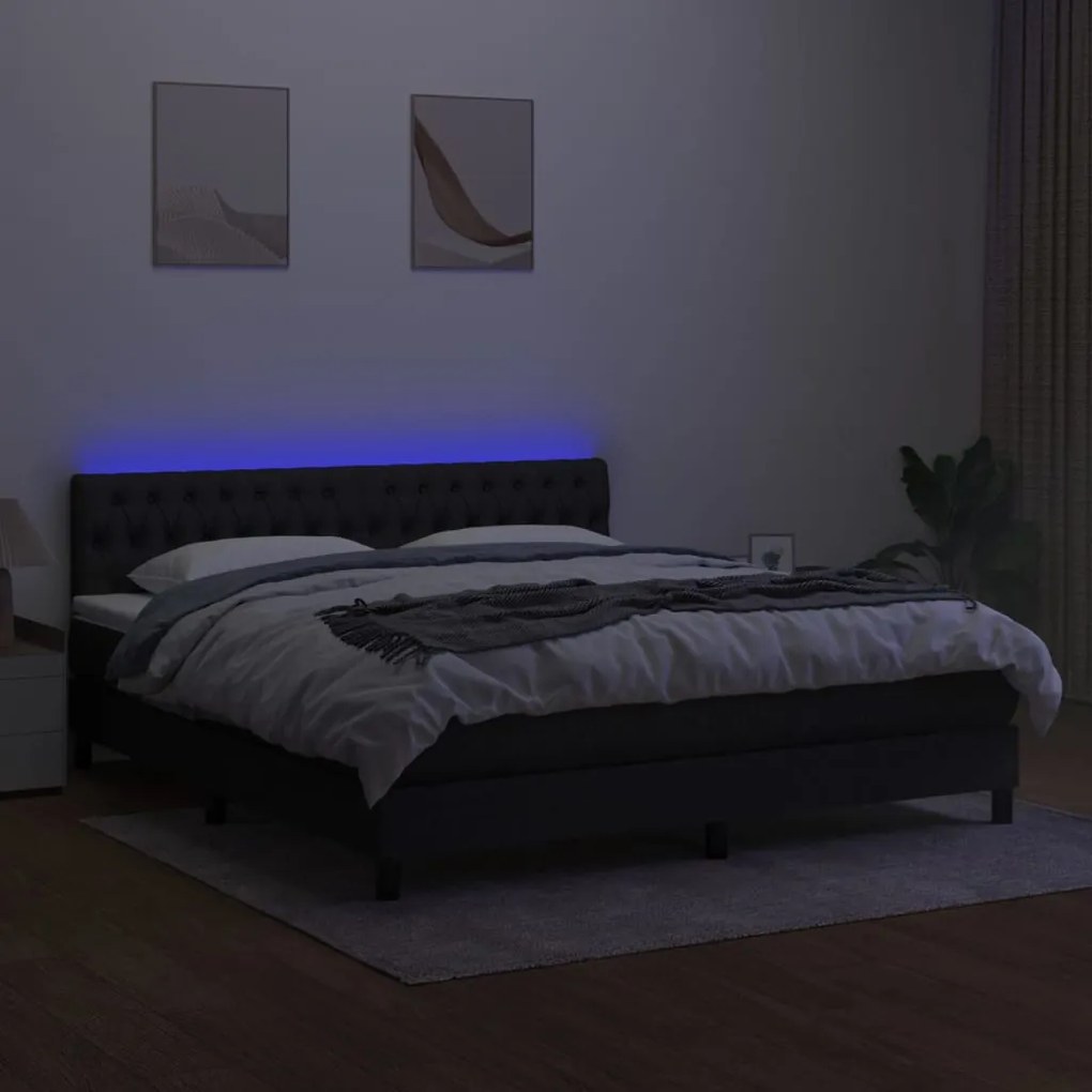 ΚΡΕΒΑΤΙ BOXSPRING ΜΕ ΣΤΡΩΜΑ &amp; LED ΜΑΥΡΟ 180X200 ΕΚ. ΥΦΑΣΜΑΤΙΝΟ 3133415