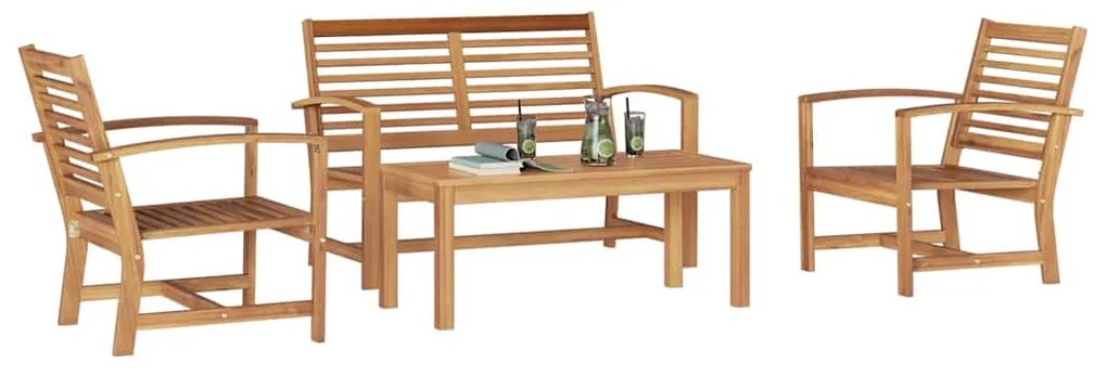 vidaXL Σετ Καναπέ Κήπου 4 pcs Φυσικό Μασίφ ξύλο teak
