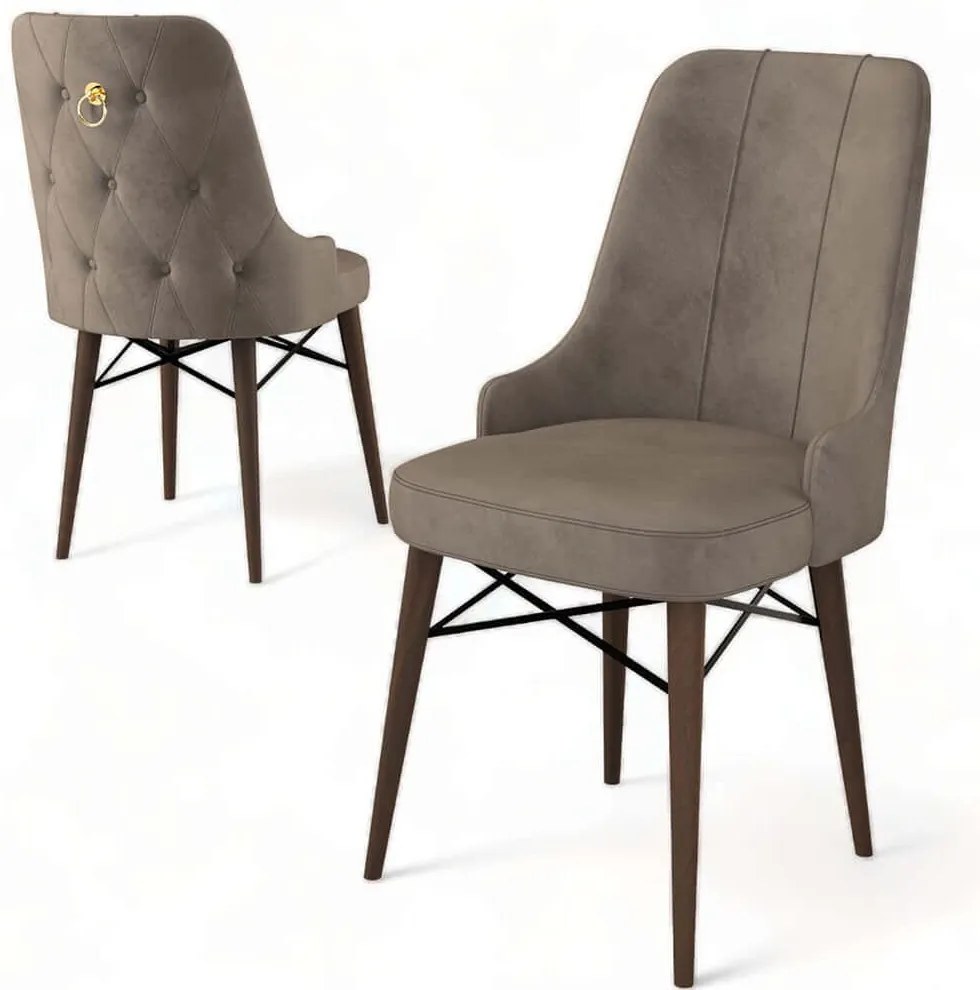 Καρέκλα Pare Babyface (Σετ 4Τμχ) 240CHR1533 46x46x94cm Cappuccino-Brown Μέταλλο,Ύφασμα