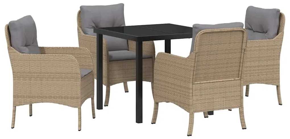 vidaXL Σέτ φαγητού για κήπο με μαξιλάρι 5 pcs Μπεζ Πολυ ράταν