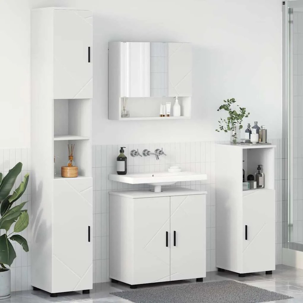 vidaXL Σετ Επίπλων Μπάνιου Επιτοίχιο 4 pcs Λευκό 61 x 35 x 64 εκ.
