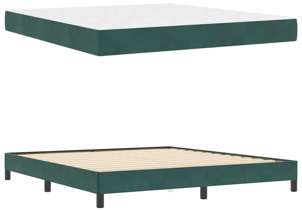 vidaXL Κρεβάτι box spring με στρώμα Σκούρο Πράσινο 180 x 200 cm