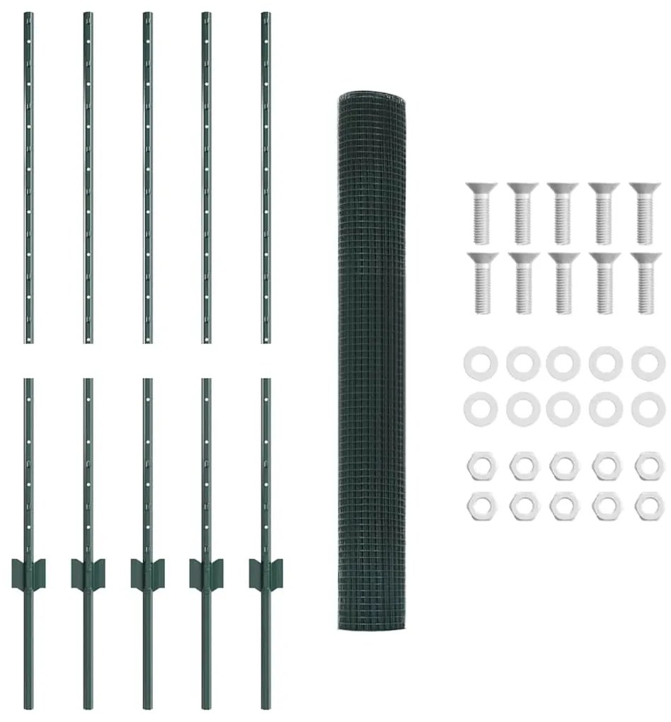 vidaXL Τεντώτο με στήριγμα Πράσινο 1 x 10 m Ατσάλι