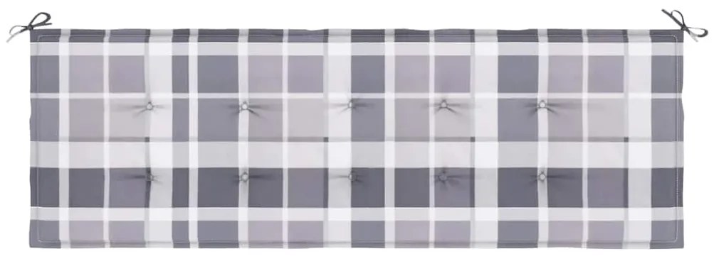 vidaXL Μαξιλάρι για Παγκάκι Κήπου Γκρι Καρό 150x50x4 εκ. Υφασμάτινο
