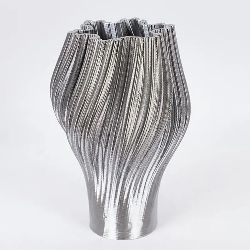 Βάζο Πορσελάνινο 3D 752-21094 19.5x19.5x30cm Silver Estheti Home Πορσελάνη