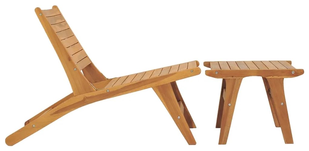 vidaXL Καρέκλα Κήπου με Υποπόδιο από Μασίφ Ξύλο Teak