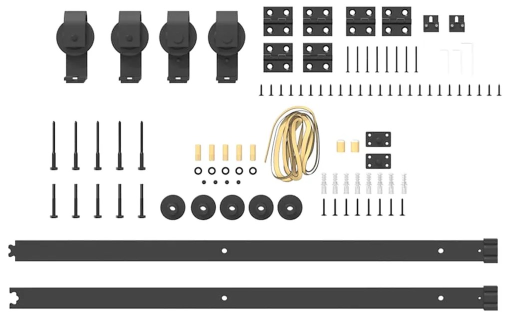 vidaXL Μηχανισμός Συρόμενης Μεσόπορτας Μαύρος 183 εκ. Ατσάλινος