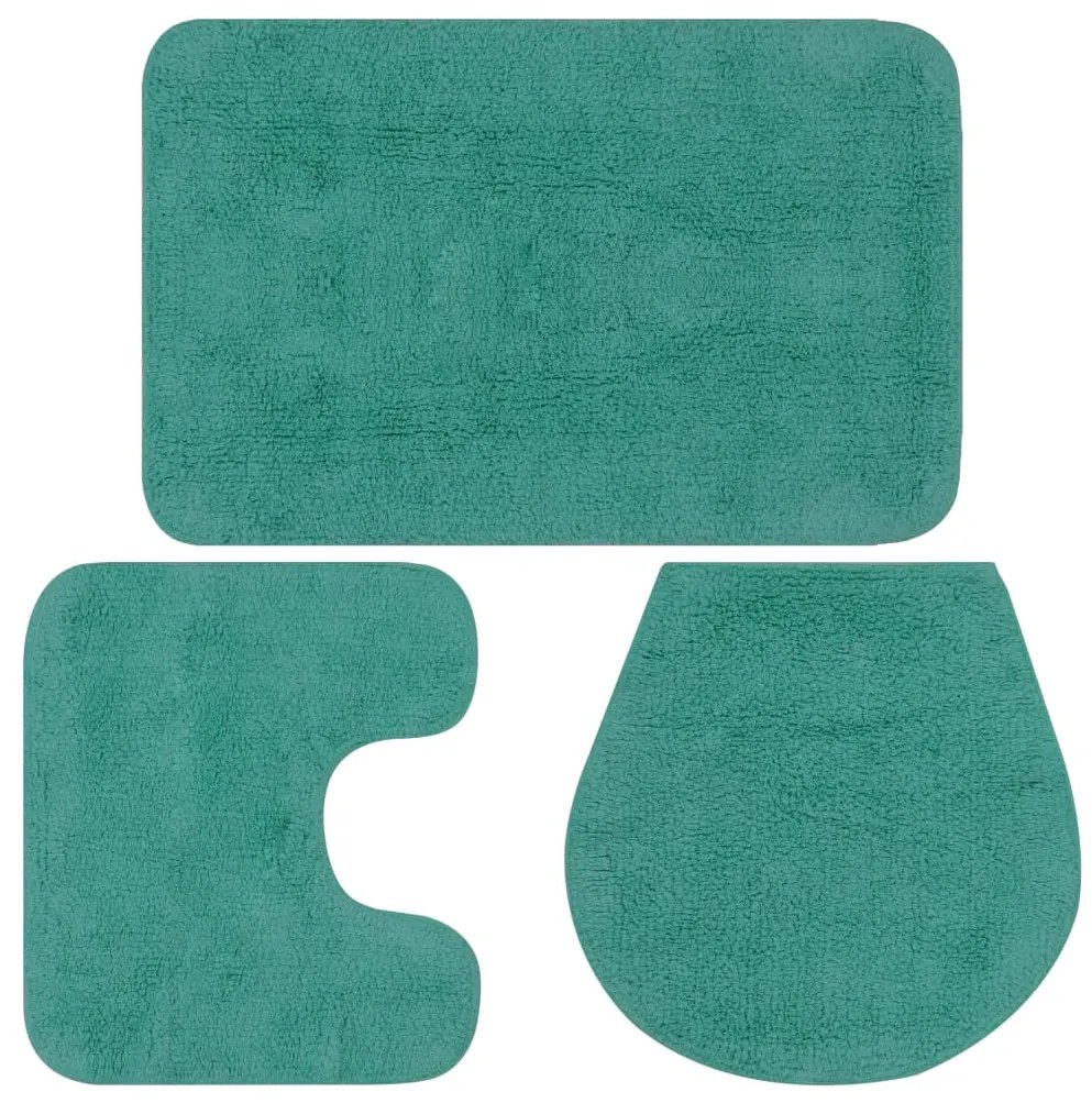 vidaXL Σετ Πατάκια Μπάνιου 3 τεμ. Τιρκουάζ Υφασμάτινα