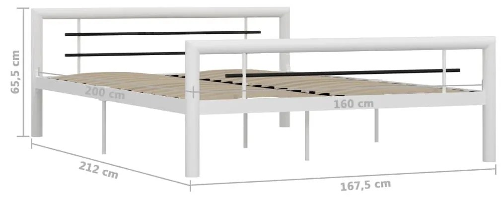 Πλαίσιο Κρεβατιού Ασπρόμαυρο 160 x 200 εκ. Μεταλλικό - Λευκό