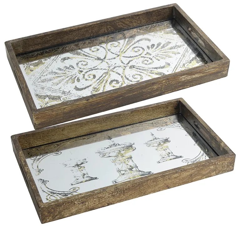 Artekko Tray Χρυσοί Διακοσμητικοί Δίσκοι MDF με Καθρέπτη (43.2x26.7x5.1)cm 2pcs Artekko 31967