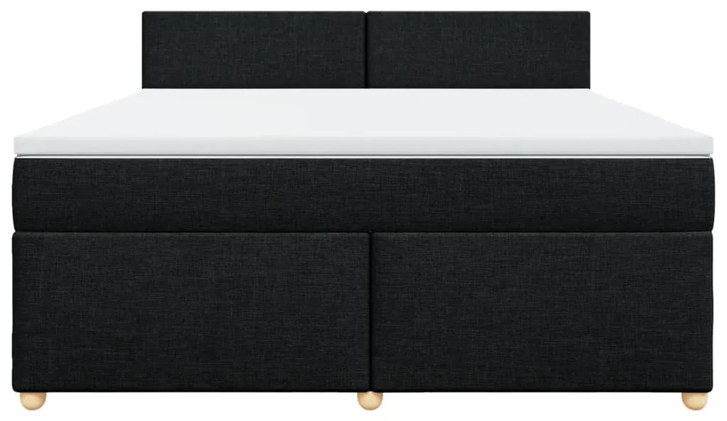 Κρεβάτι Boxspring με Στρώμα Μαύρο 180x200 εκ. Υφασμάτινο - Μαύρο