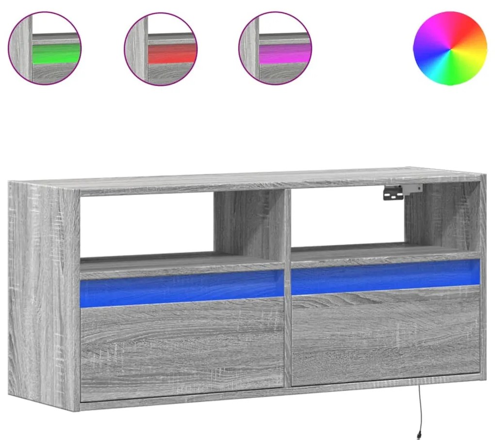 ΈΠΙΠΛΟ ΤΟΙΧΟΥ ΤΗΛΕΟΡΑΣΗΣ ΜΕ LED ΓΚΡΙ SONOMA 100X31X45 ΕΚ. 852339