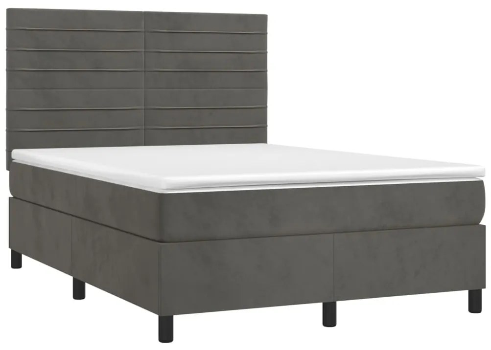 ΚΡΕΒΑΤΙ BOXSPRING ΜΕ ΣΤΡΩΜΑ ΣΚΟΥΡΟ ΓΚΡΙ 140X200 ΕΚ. ΒΕΛΟΥΔΙΝΟ 3143086