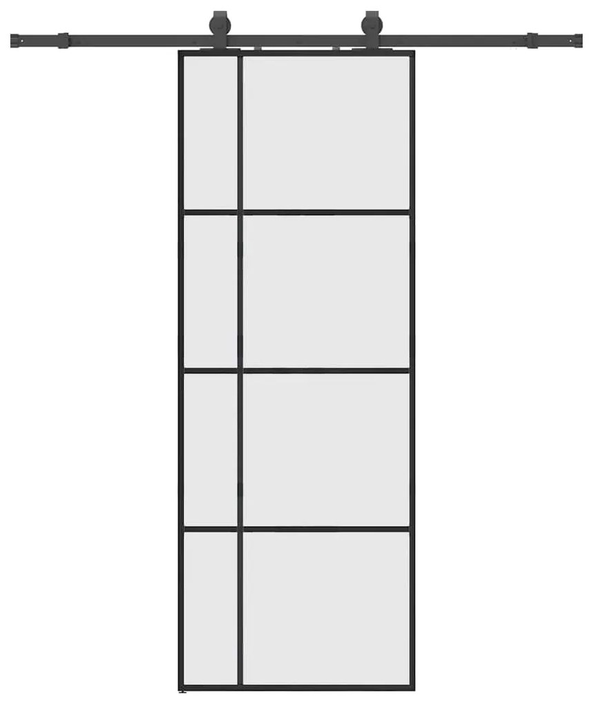 vidaXL Συρόμενη Πόρτα με Μηχανισμό Μαύρο 76x205 εκ. Γυαλί ESG
