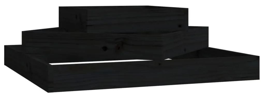 vidaXL Ζαρντινιέρα Μαύρο 83 x 83 x 27 εκ. από Μασίφ Ξύλο Πεύκου