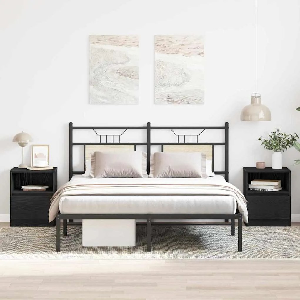 vidaXL Κομοδίνο 2 pcs Μαύρη δρυς 40 x 40 x 50 cm Επεξεργασμένο ξύλο