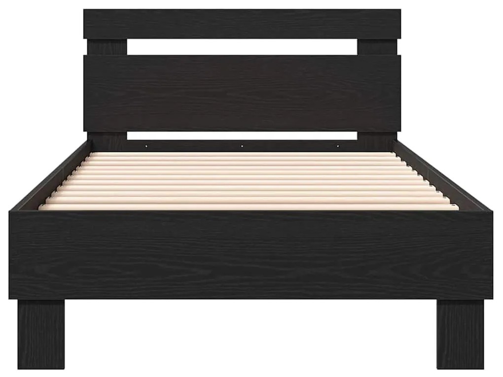 vidaXL Πλαίσιο Κρεβατιού Μαύρη δρυς 90 x 190 cm Επεξεργασμένο ξύλο