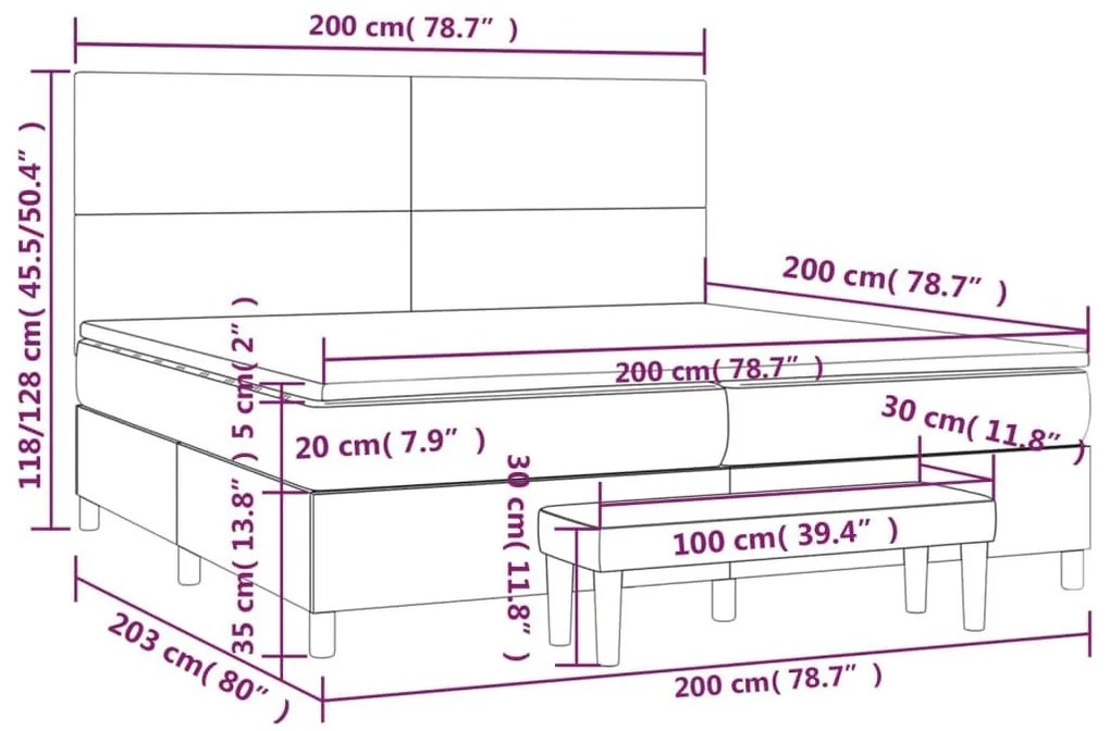 Κρεβάτι Boxspring με Στρώμα Καπουτσίνο 200x200εκ.από Συνθ.Δέρμα - Καφέ