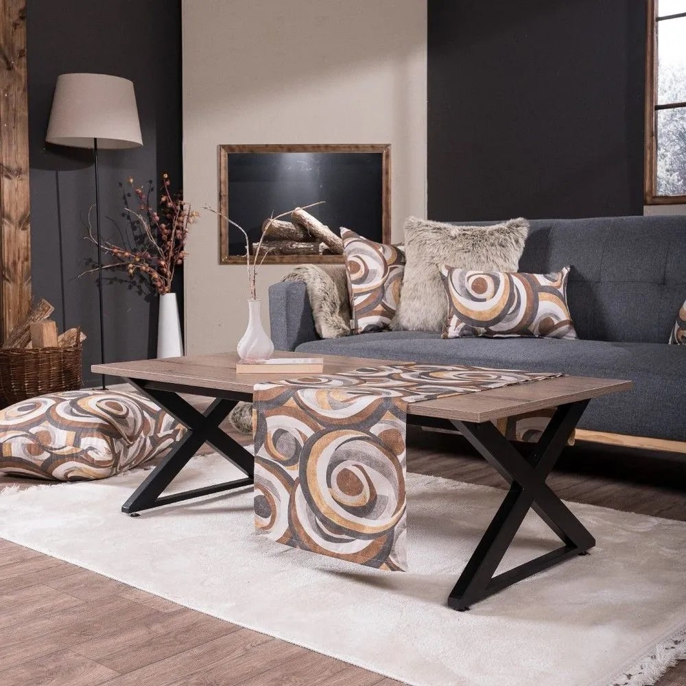 Τραβέρσα Merida Brown-Grey Teoran 40x160 Cotton-Polyester
