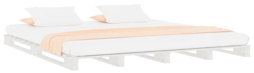 Κρεβάτι από Παλέτες Λευκό 135x190εκ. Μασίφ Ξύλο Πεύκου Double - Λευκό
